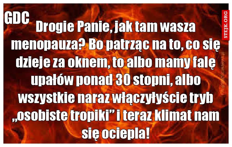 Drogie Panie, jak tam wasza menopauza? Bo patrząc na to, co się dzieje za oknem, to albo mamy falę upałów ponad 30 stopni, albo wszystkie naraz włączyłyście tryb „osobiste tropiki” i teraz klimat nam się ociepla!