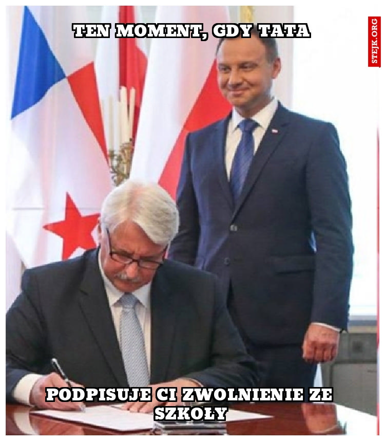 Ten moment gdy tata podpisuje zwolnienie